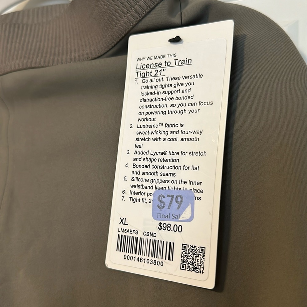 Men’s Lululemon License to Train 21” Tights - NWT